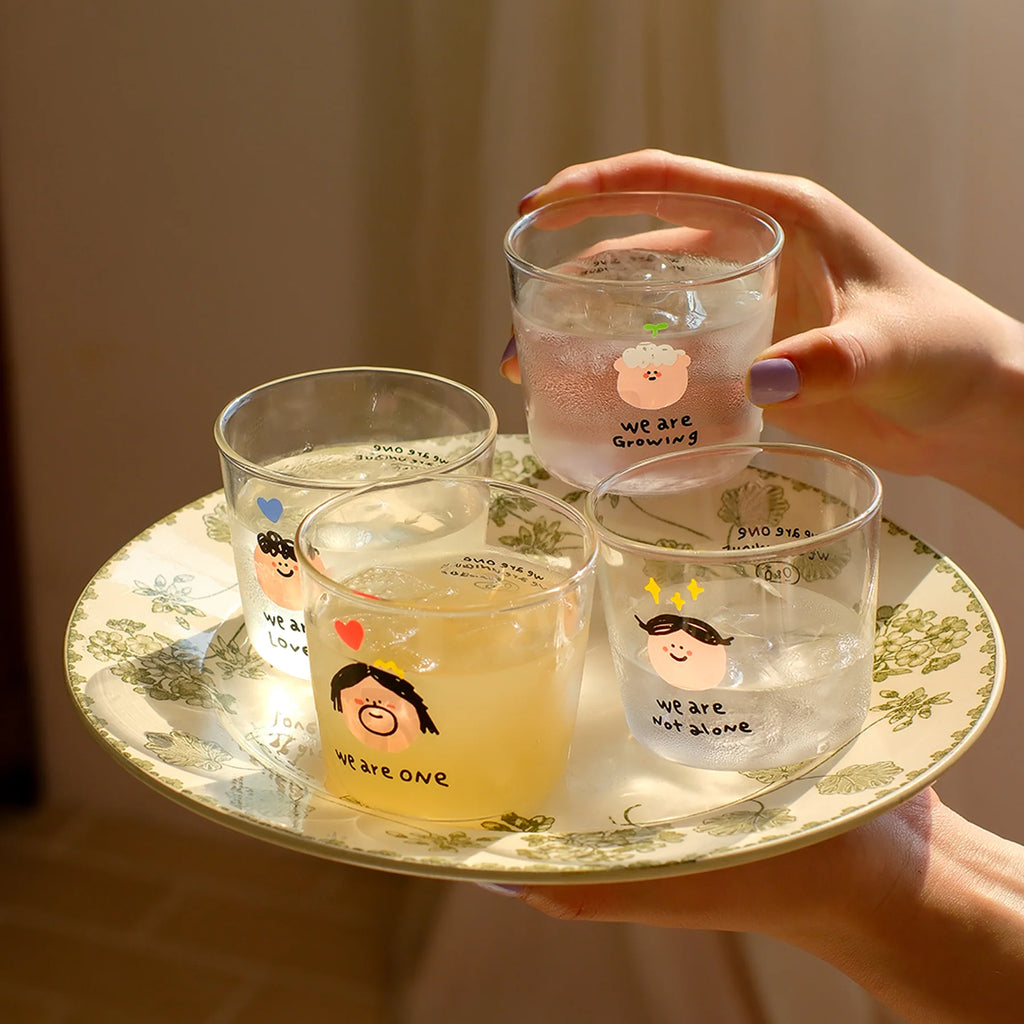 "We Are Loved" Minimalist Illustrated Tumblers - Glass Cup Set for Gatherings
