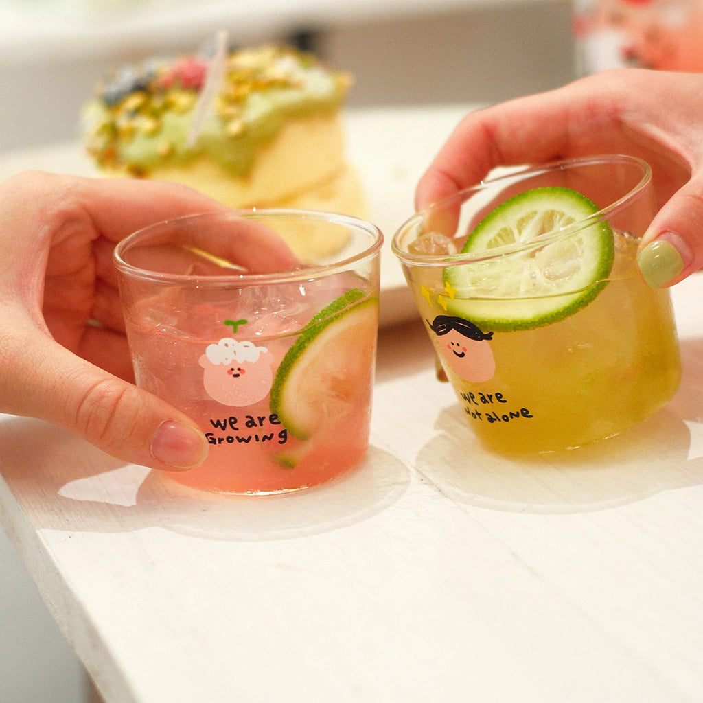 "We Are Loved" Minimalist Illustrated Tumblers - Glass Cup Set for Gatherings