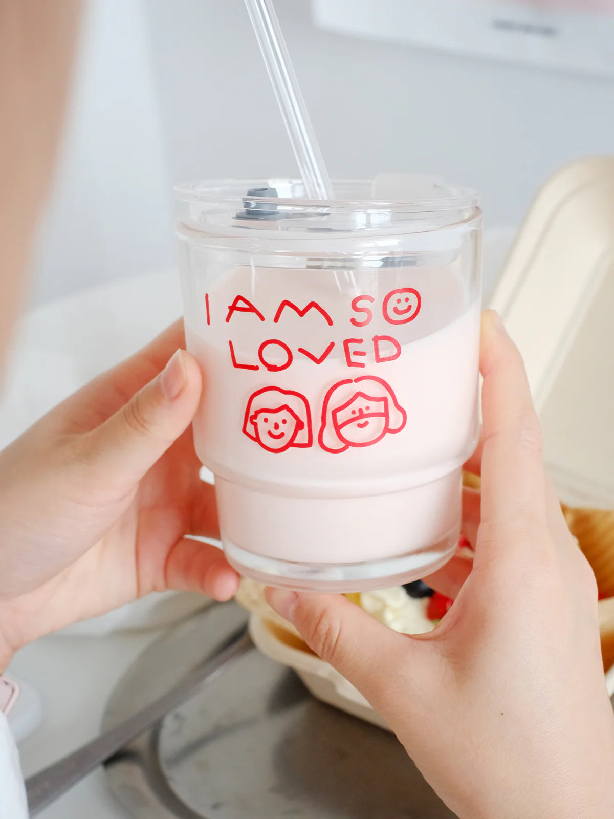 "Love One Another" Minimalist Line Art Tumbler with Lid & Straw — Couple's Cup / Love Each Other