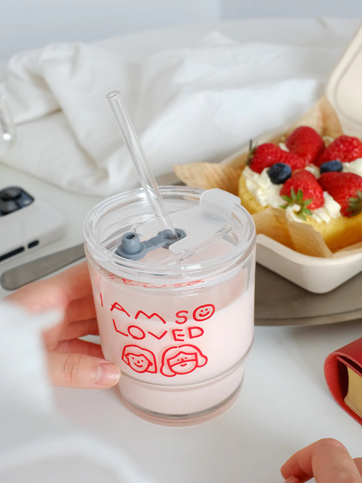 "Love One Another" Minimalist Line Art Tumbler with Lid & Straw — Couple's Cup / Love Each Other