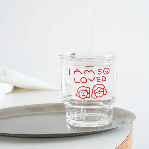 "Love One Another" Minimalist Line Art Tumbler with Lid & Straw — Couple's Cup / Love Each Other