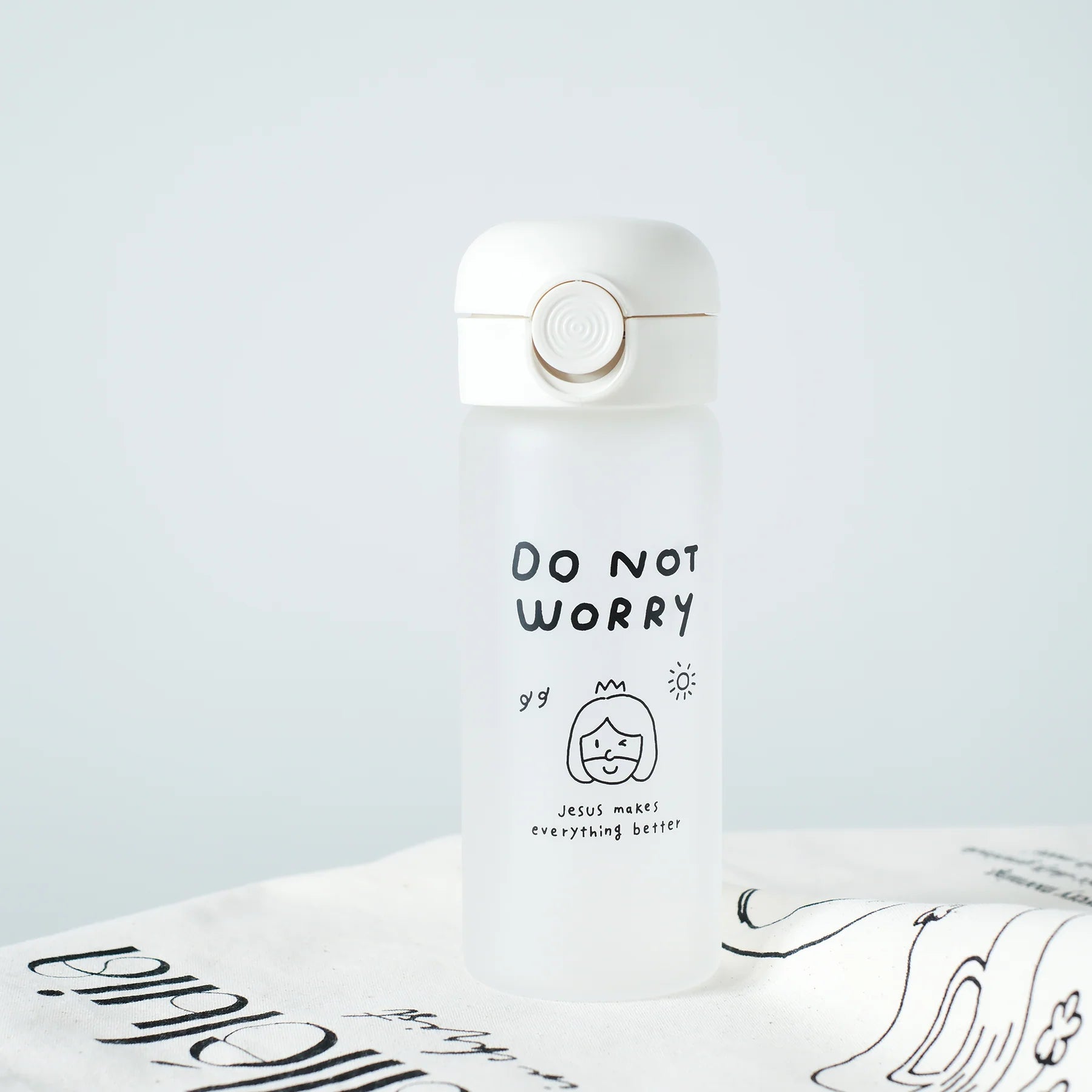 "THE LORD IS MY SHEPHERD" Frosted Glass Tumbler with Flip Lid & Straw