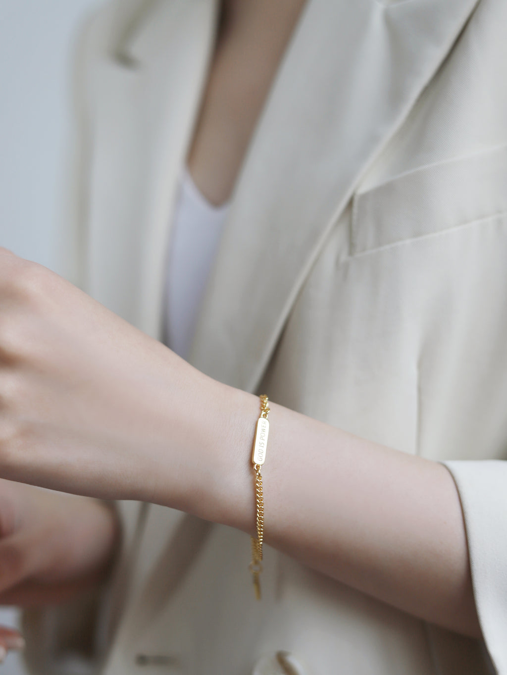 Light & Salt Living · Original "God is Power" S925 Sterling Silver Minimalist Bracelet
