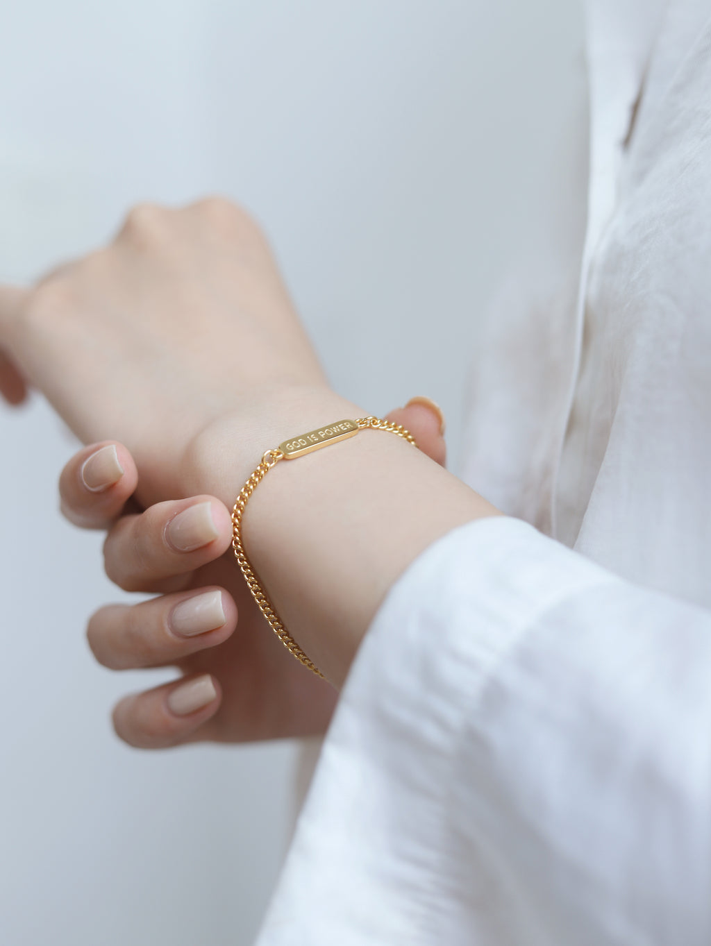 Light & Salt Living · Original "God is Power" S925 Sterling Silver Minimalist Bracelet