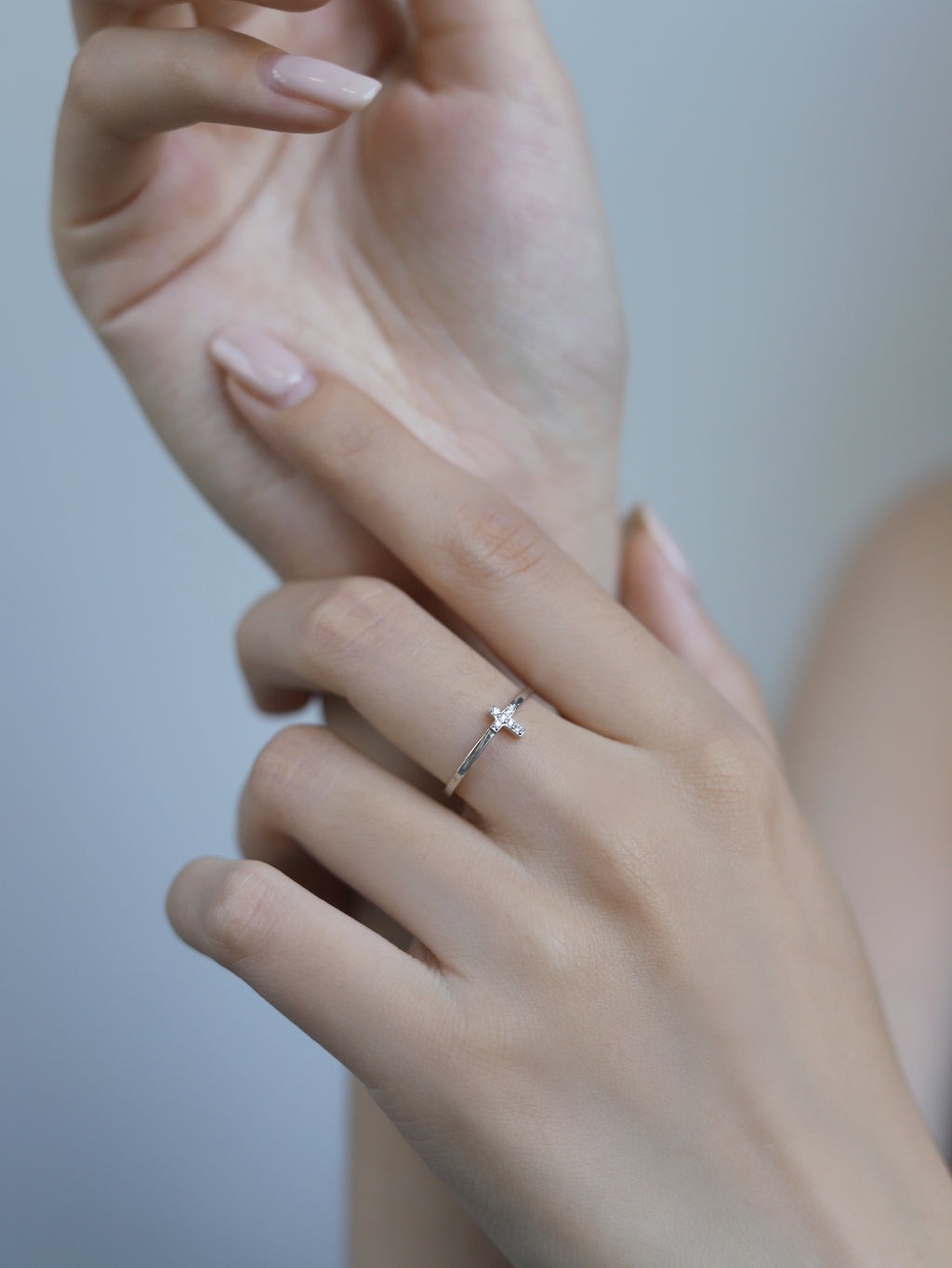 Salt & Light Living · 925 Sterling Silver Cross Open-End Diamond Ring