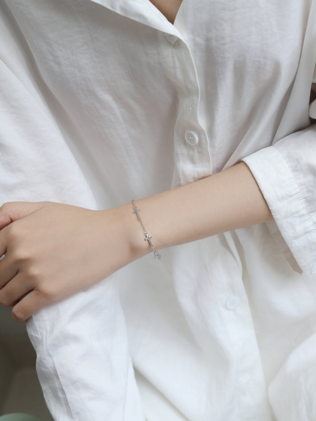 Light & Salt Living · Original Cross S925 Sterling Silver Minimalist Bracelet