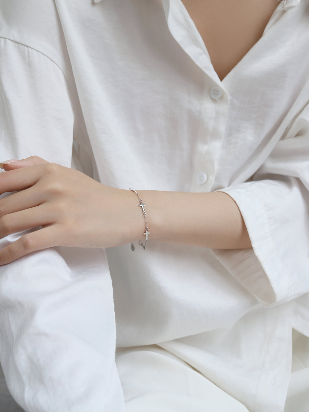 Light & Salt Living · Original Cross S925 Sterling Silver Minimalist Bracelet