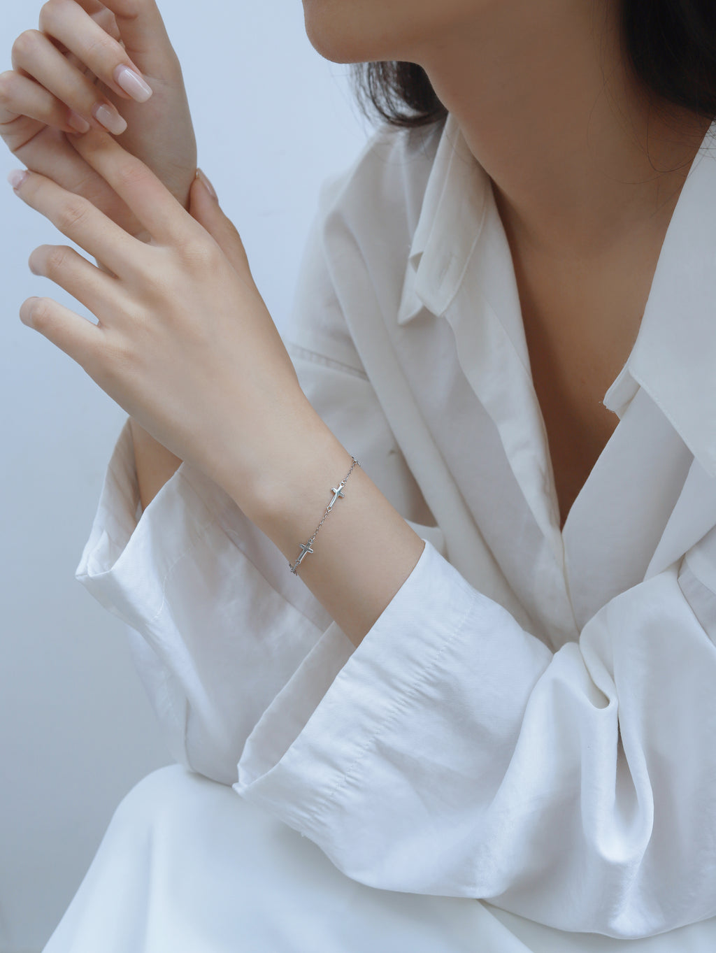 Light & Salt Living · Original Cross S925 Sterling Silver Minimalist Bracelet