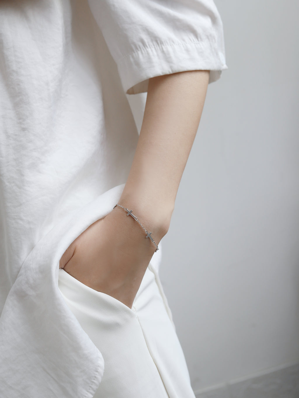 Light & Salt Living · Original Cross S925 Sterling Silver Minimalist Bracelet
