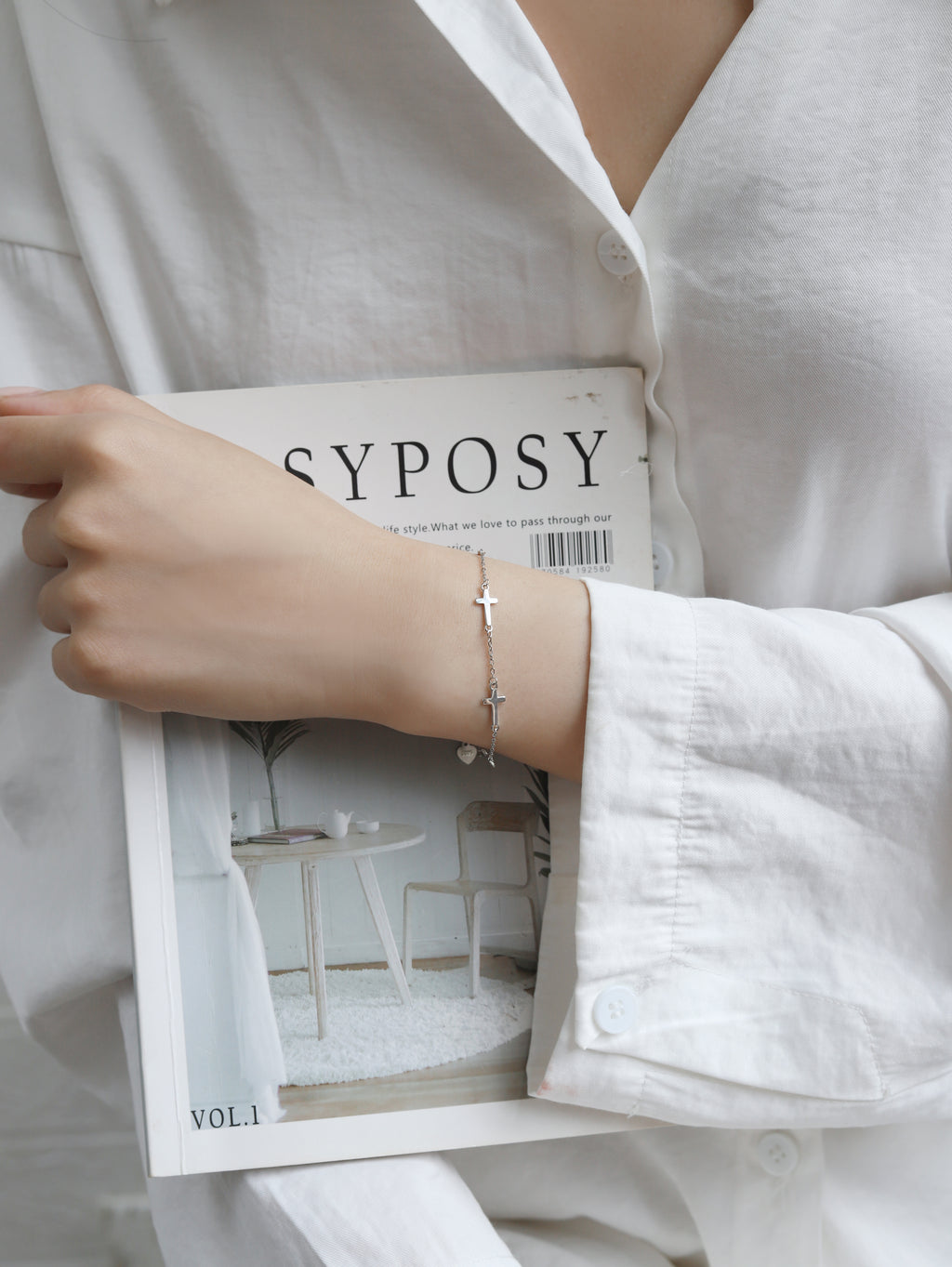 Light & Salt Living · Original Cross S925 Sterling Silver Minimalist Bracelet