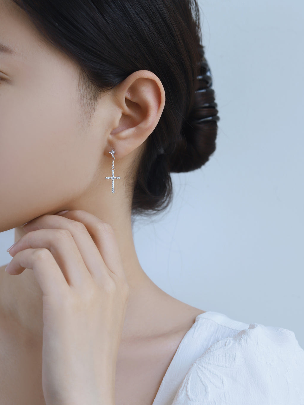 Light & Salt Living · Original S925 Sterling Silver Cross Threader Earrings