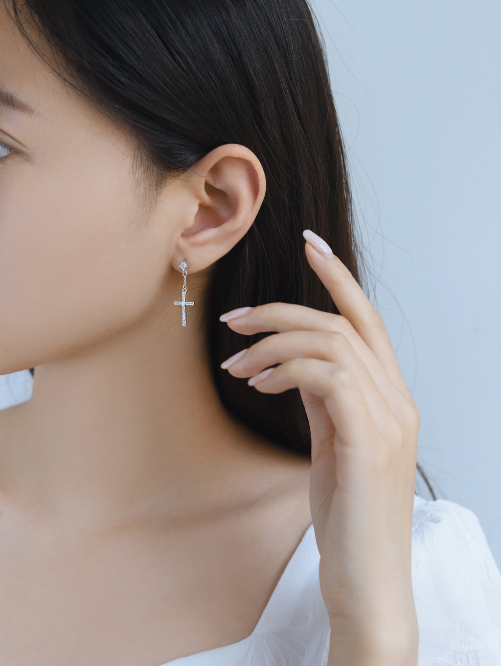 Light & Salt Living · Original S925 Sterling Silver Cross Threader Earrings