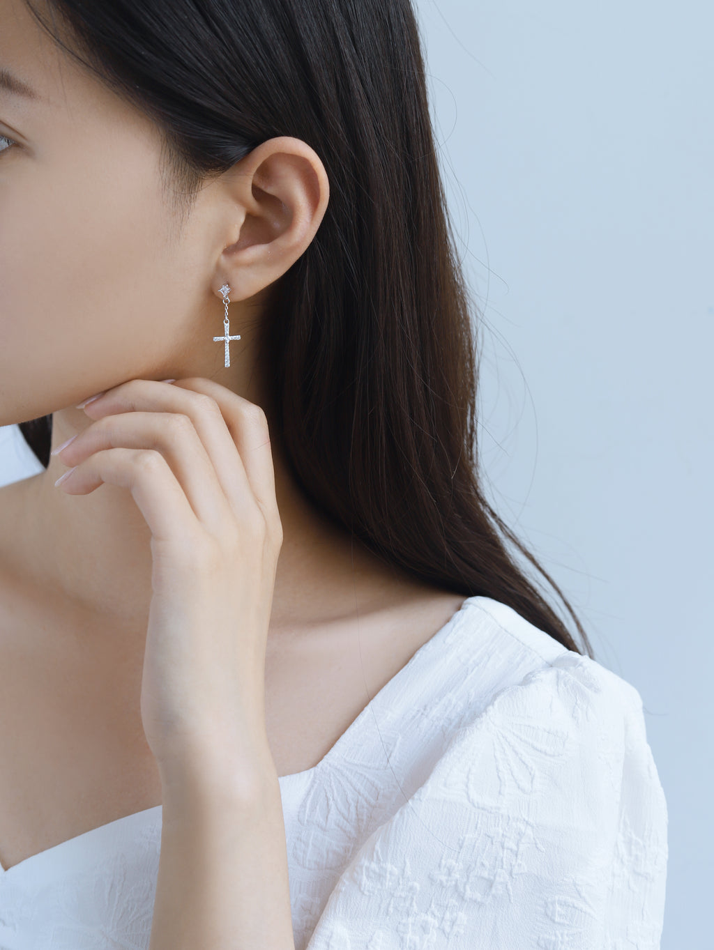 Light & Salt Living · Original S925 Sterling Silver Cross Threader Earrings