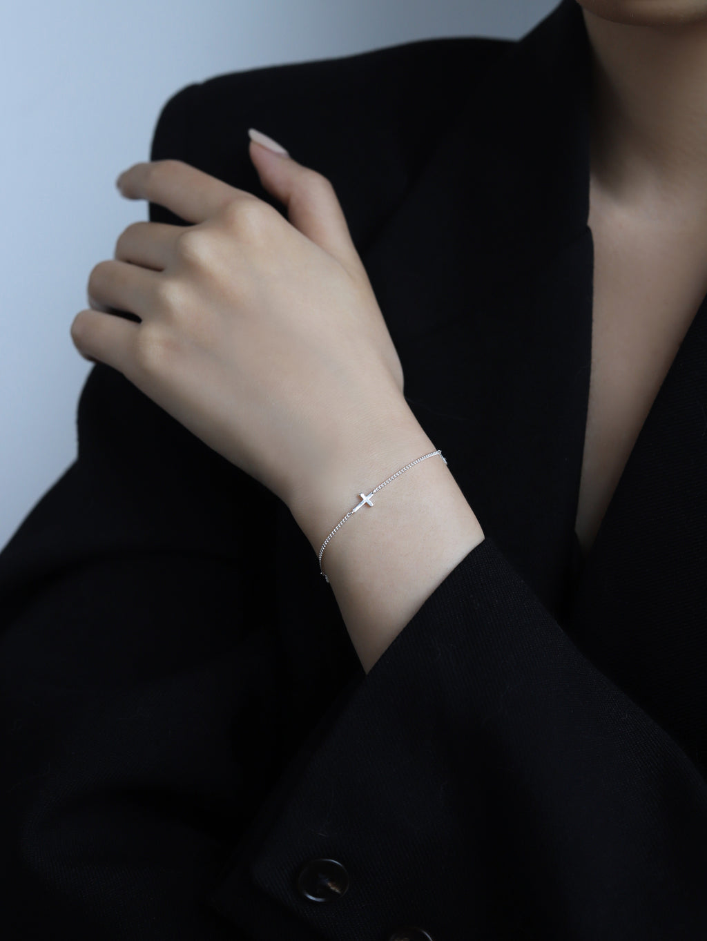Light & Salt Living · S925 Sterling Silver Minimalist Cross Bracelet