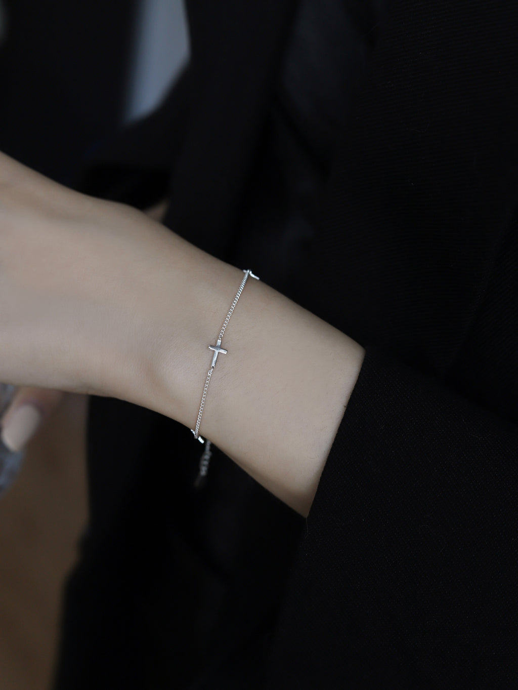 Light & Salt Living · S925 Sterling Silver Minimalist Cross Bracelet