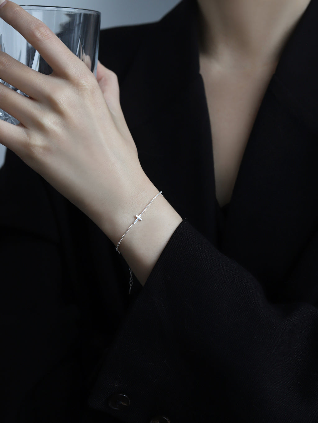 Light & Salt Living · S925 Sterling Silver Minimalist Cross Bracelet