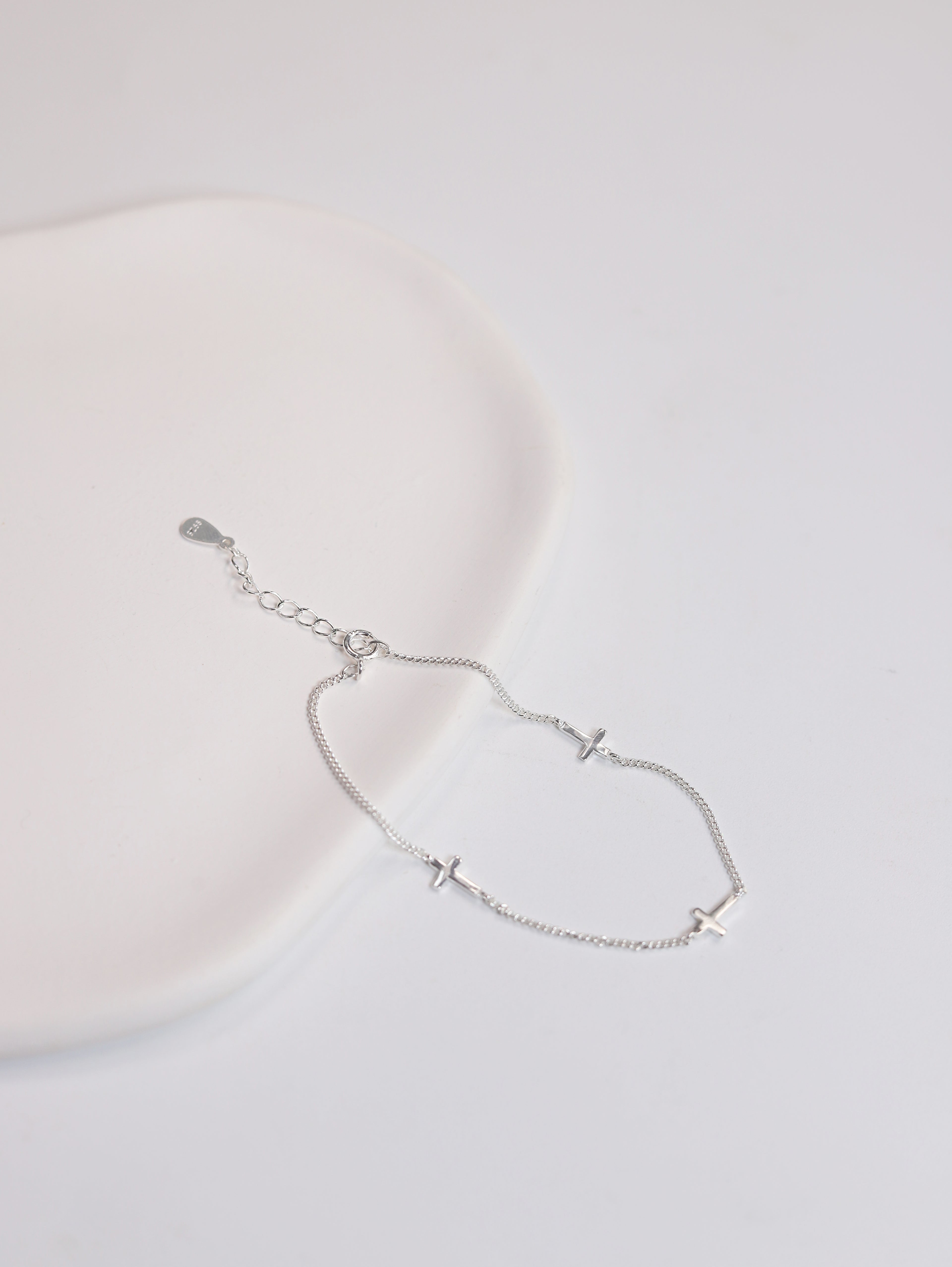Light & Salt Living · S925 Sterling Silver Minimalist Cross Bracelet