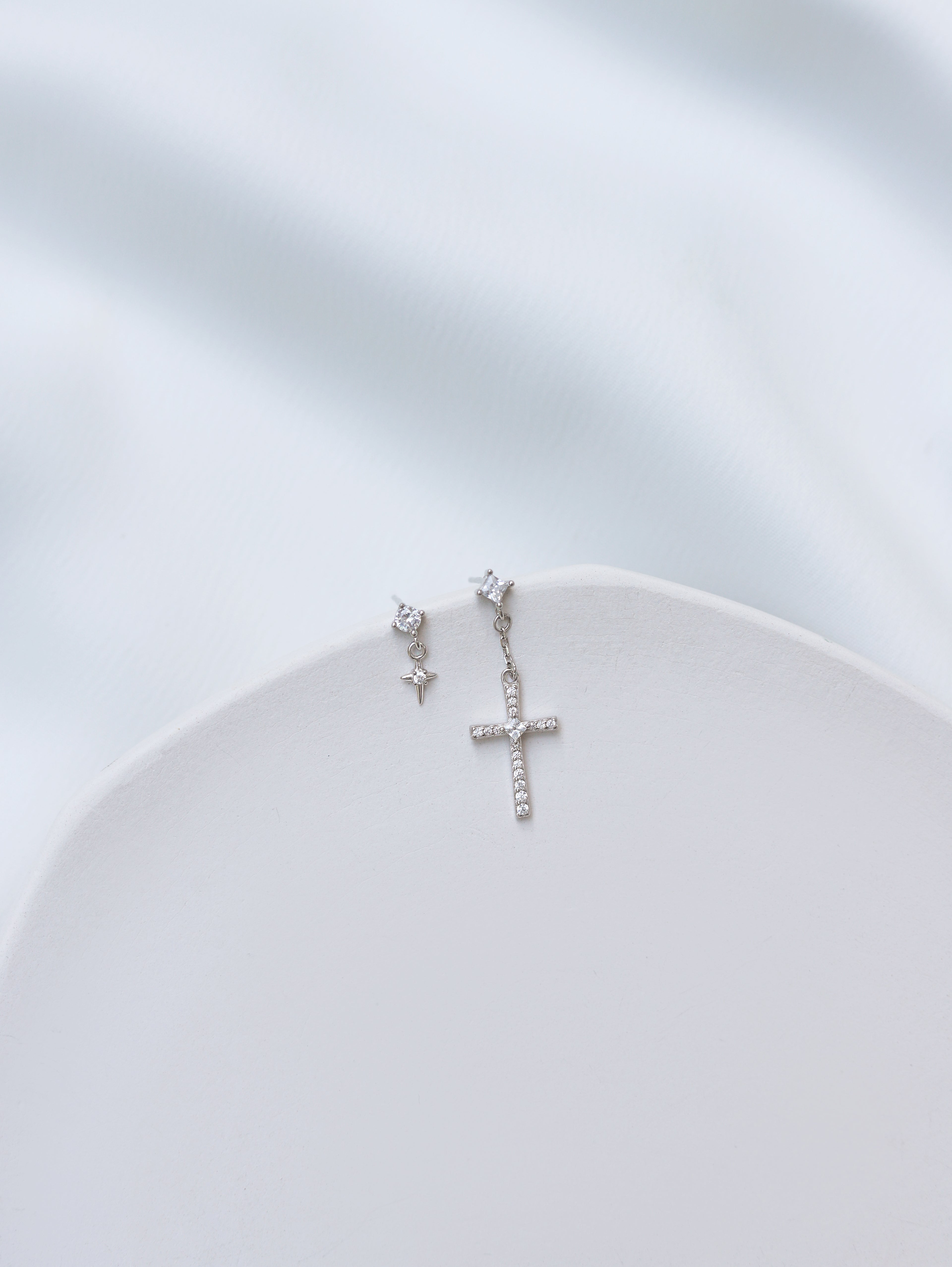 Light & Salt Living · Original S925 Sterling Silver Cross Threader Earrings