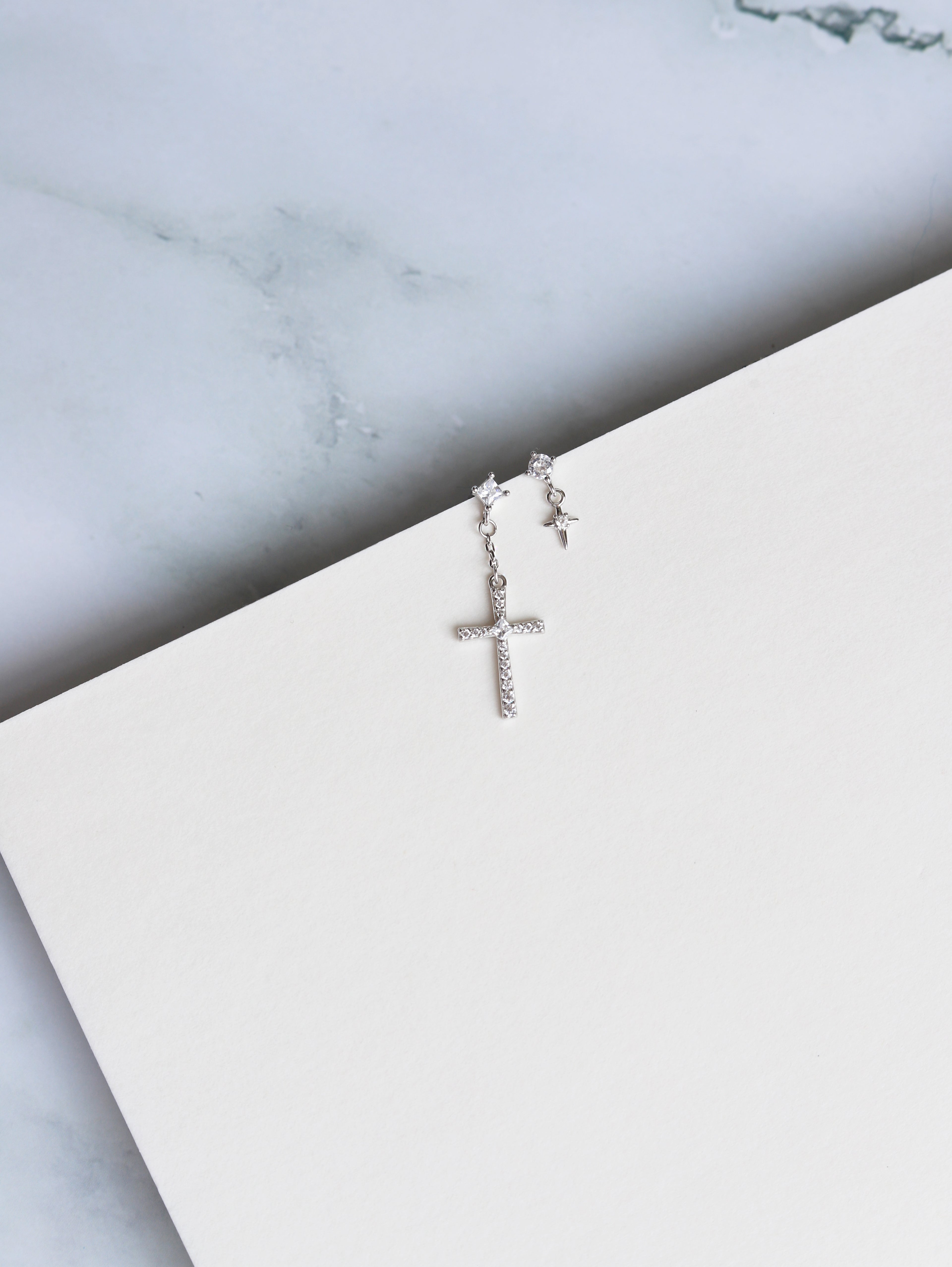 Light & Salt Living · Original S925 Sterling Silver Cross Threader Earrings