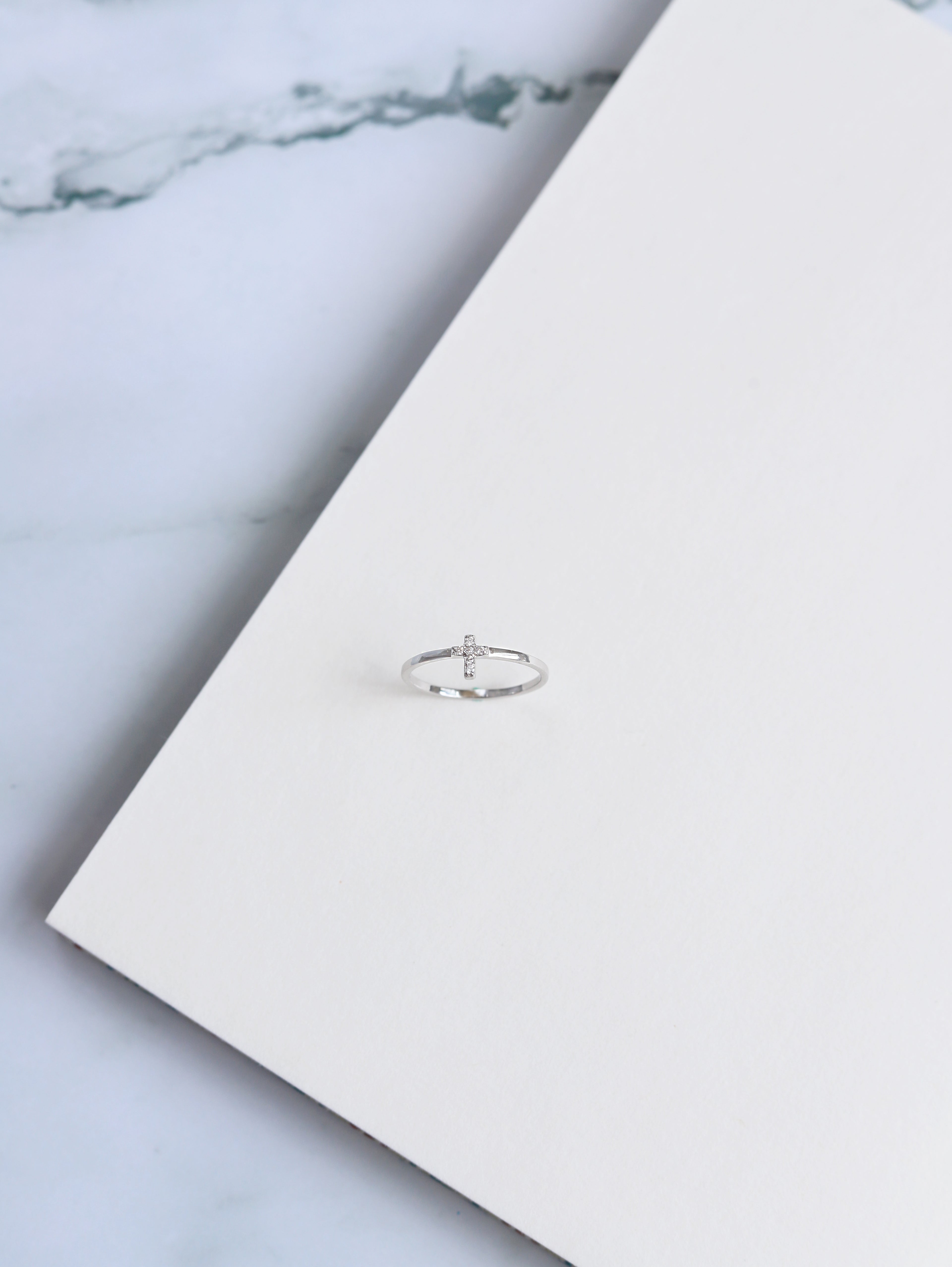 Salt & Light Living · 925 Sterling Silver Cross Open-End Diamond Ring