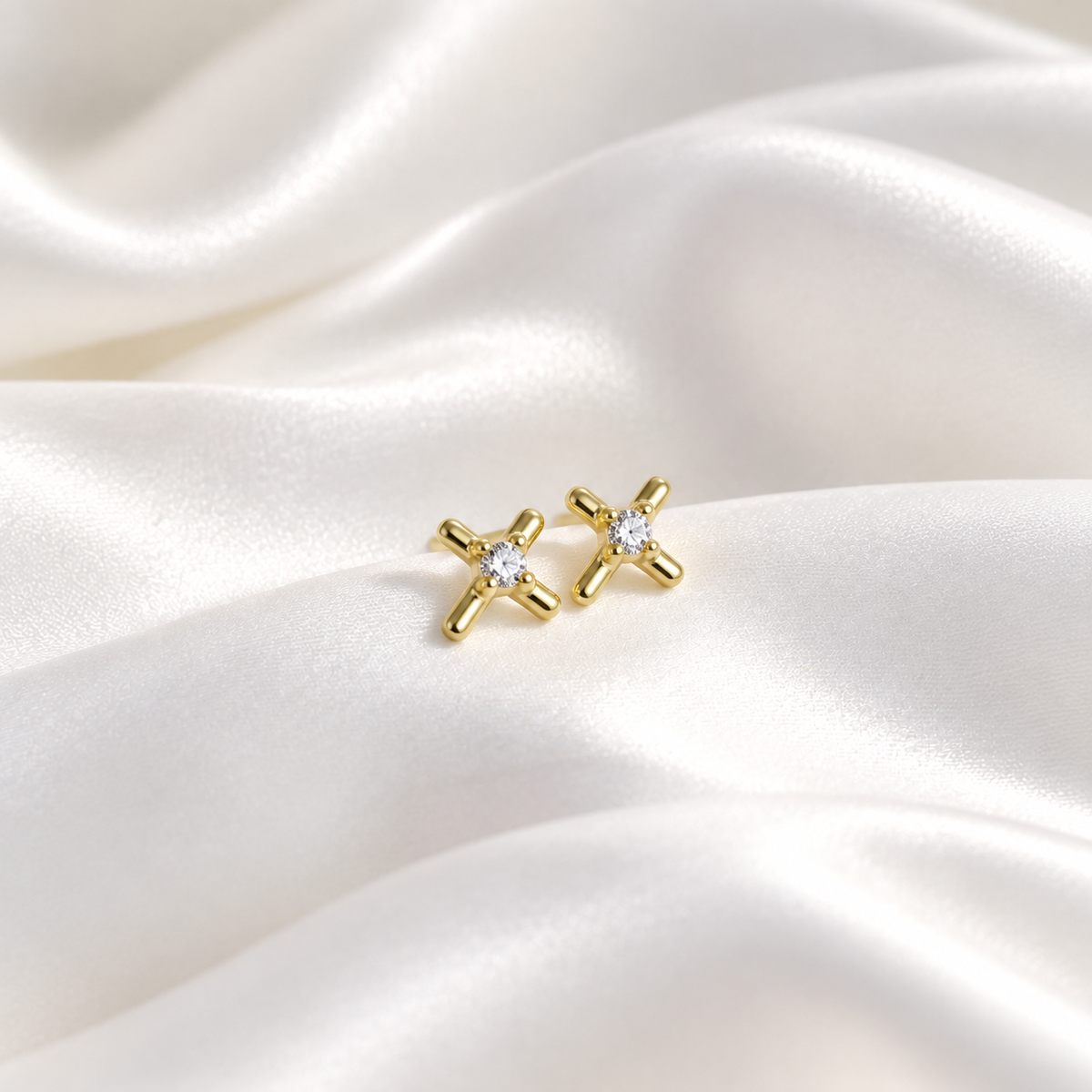 Grace Cross Stud Earrings — Minimal Faith, Everyday Elegance
